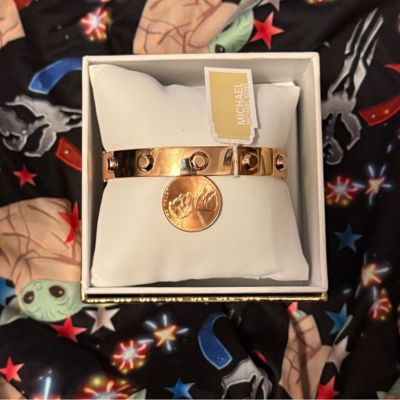 NEW MICHAEL KORS ROSE GOLD BRACELET BANGLE DIAMOND LOVE LOCK NUT BOLT CUFF BOX X - Picture 16 of 16